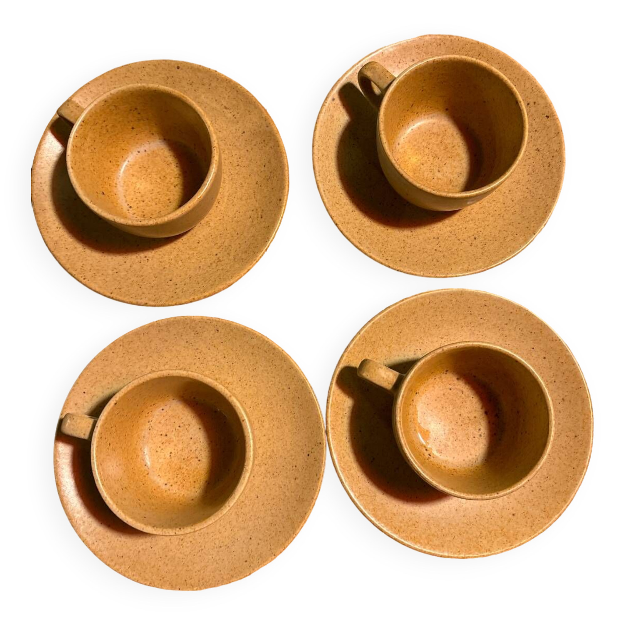 4 vintage stoneware cups