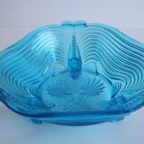 Rare Art Deco Glass Josef Inwald With Fish Feet Bowl-Gorgeous Rich Blue