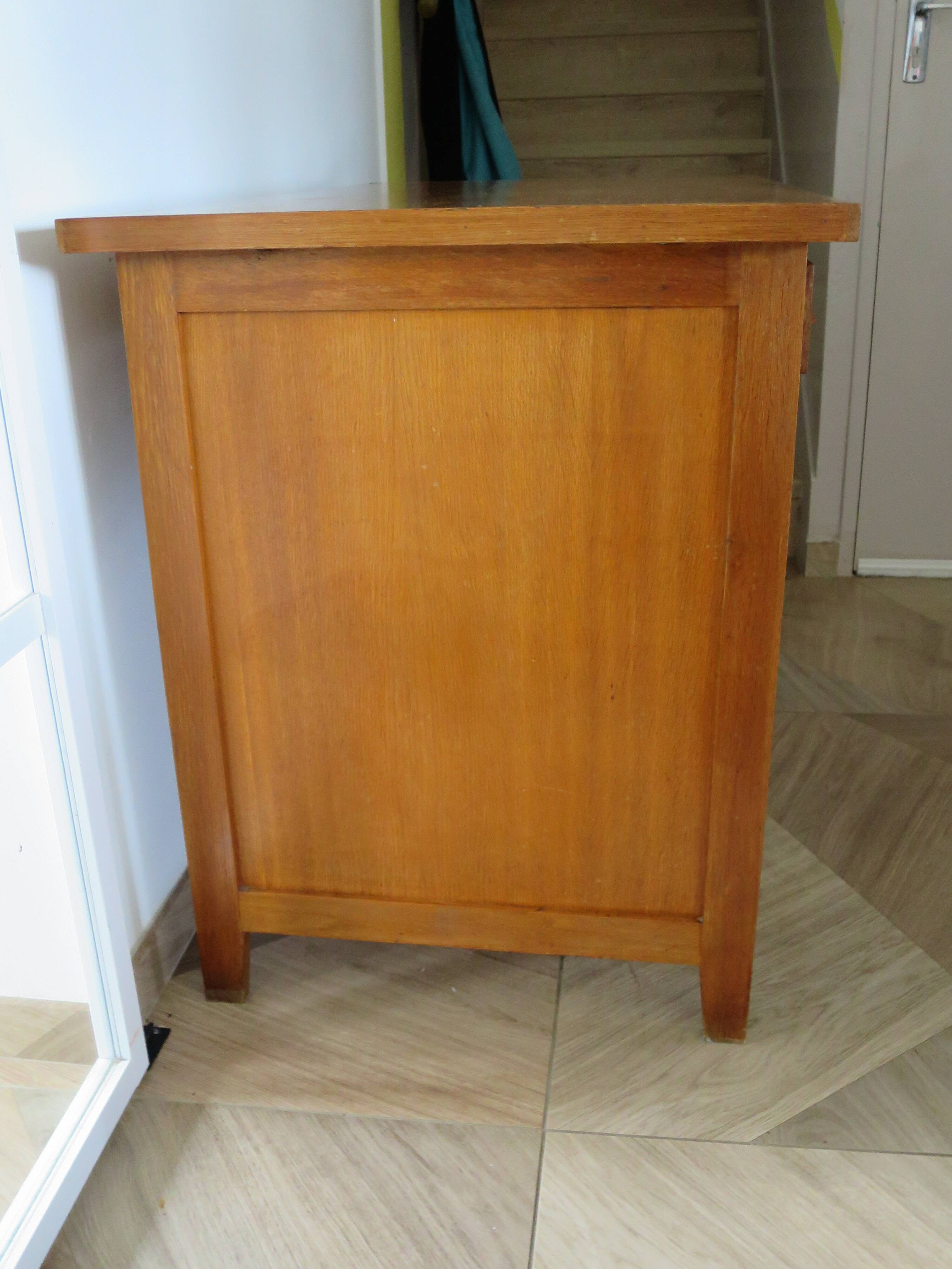 Vintage modernist desk - 5 drawers - shelf - 1950s - closure mechanism
