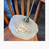 Pair of blue Clichy glass hanging lamps