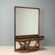 Antique console with a walnut mirror and green marble, Italy, 20th century.