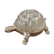 Vintage turtle flowerpeed in silver metal and glass From Reims