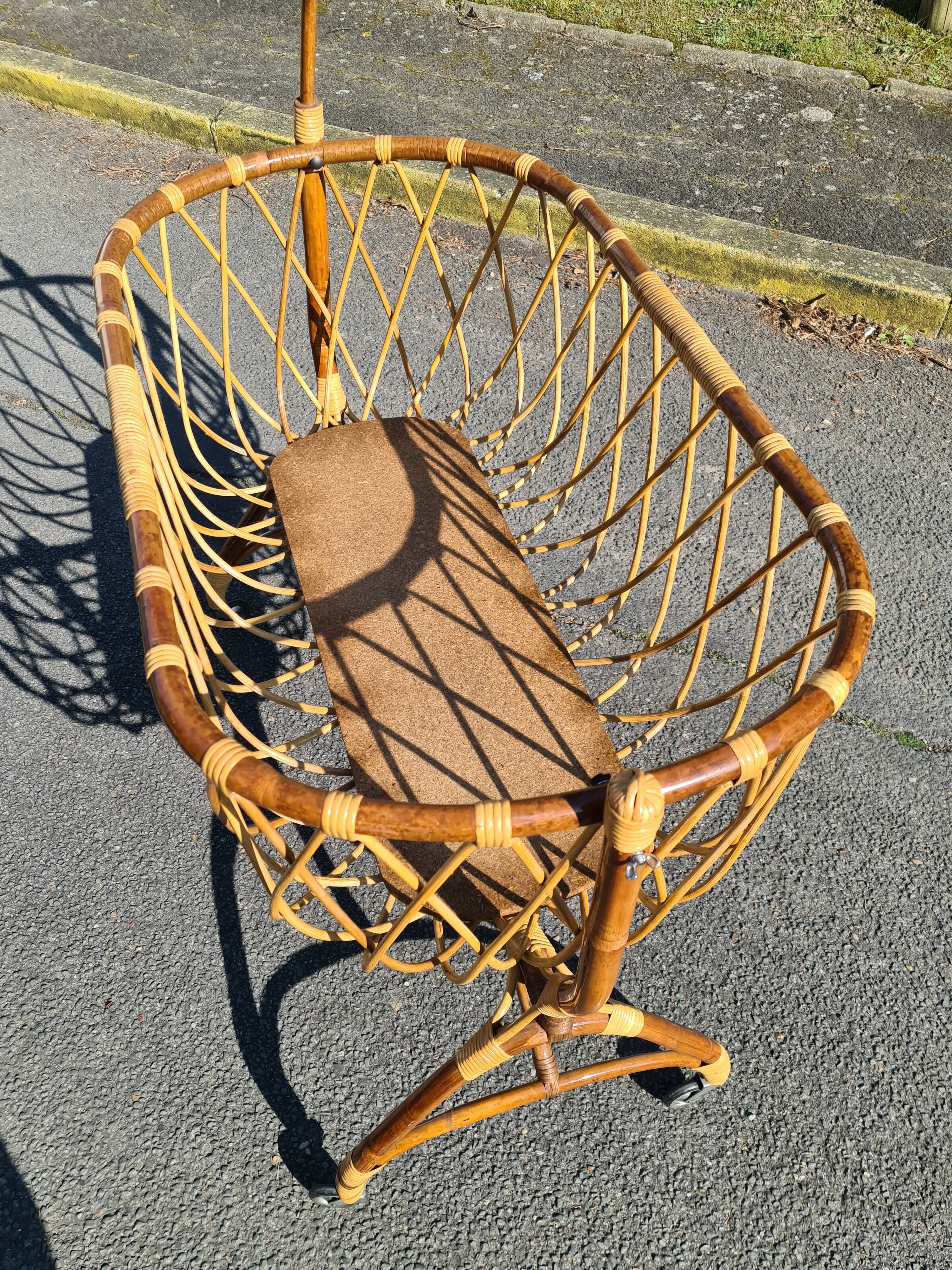 Cradle cot rattan bamboo vintage
