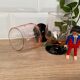 Set of 2 glasses old pink black foot