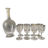 Antique engraved stemware and carafe