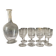 Verres à pied anciens gravés et carafe
