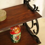 Wall shelf in wrought iron and old wood