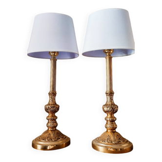 Paire de lampes classiques en bronze