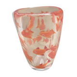 Glass vase with fish inclusions