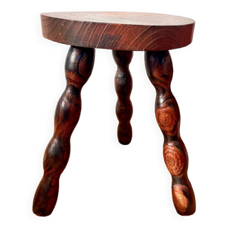 Tabouret tripode vintage bois