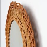 Small mid-century rattan mirror, France 1960s