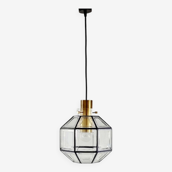 Large Mid-Century Octagonal Glass Ceiling Light from Limburg, Germany, 1960s