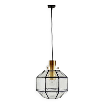 Large Mid-Century Octagonal Glass Ceiling Light from Limburg, Germany, 1960s