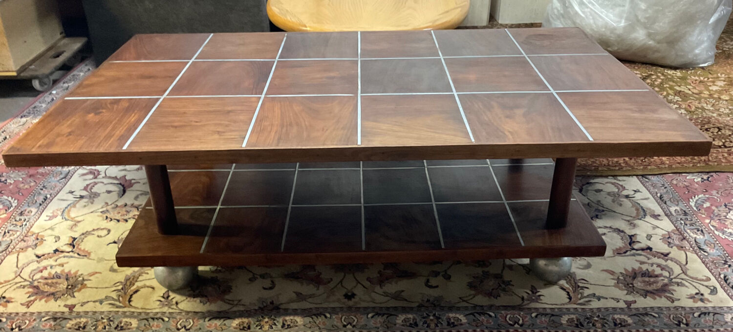Scandinavian coffee table from the 50s in teak and aluminum