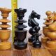 Vintage Solid Wood Folding Chess Set, Regency Bistro Style, Carved Turned Wood Pieces