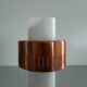 Simple table lamp in copper metal and opal glass, 1960s, Germany