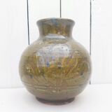 Vase ventru en grès émaillé Morvan vintage