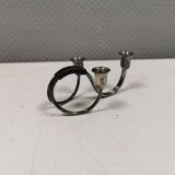 Small candle holder in tarnished silver, with place for three small candles