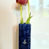 Blue rectangular vintage vase with birds Cortendorf