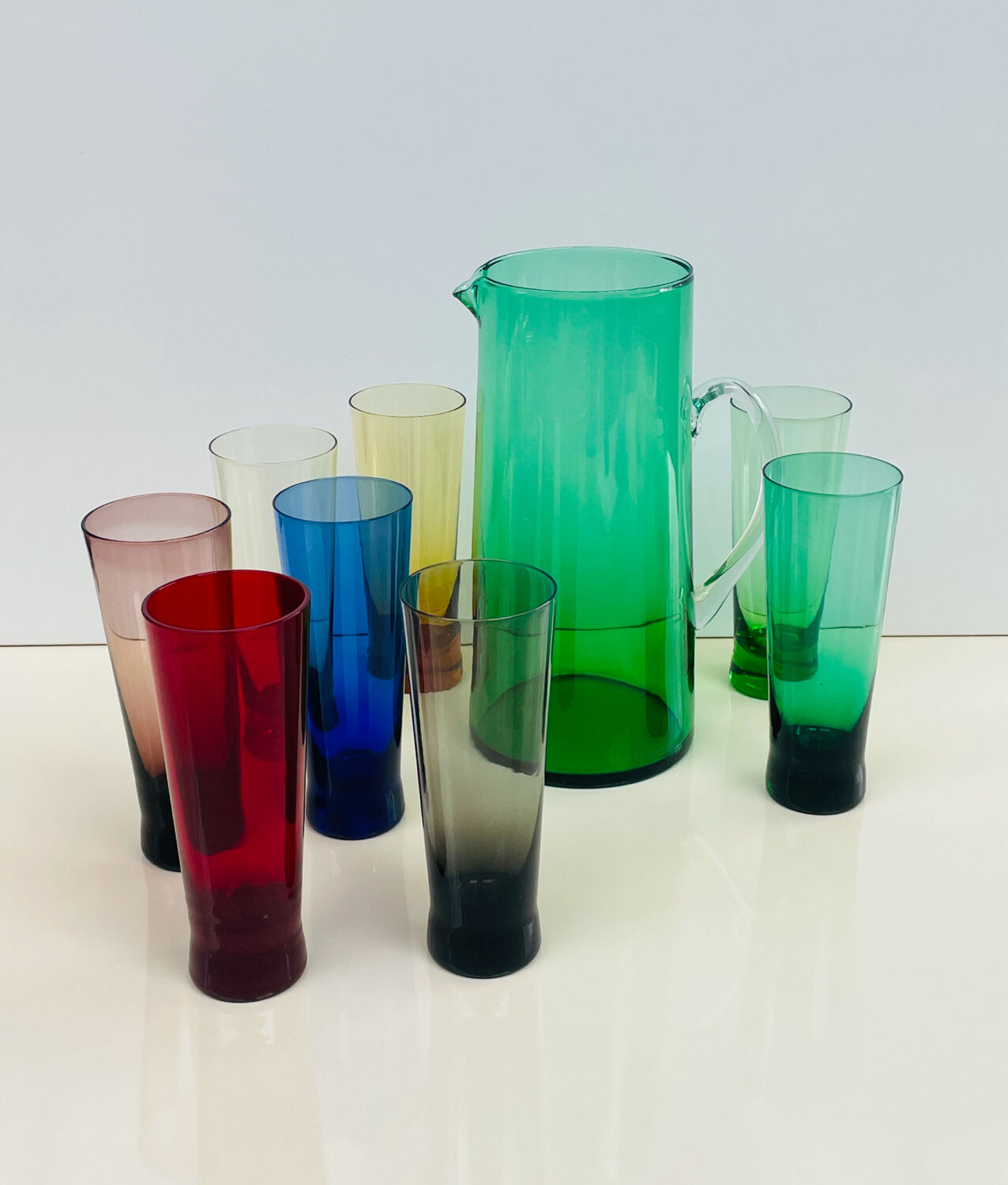 Service for orangeade in green colour, Scandinavian design 1960-70.