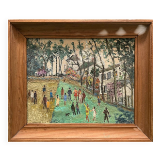 Genre scene painting, village life, naive painting, 20th century art brut