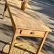 Large antique farmhouse table in solid raw oak with 1 drawer - 2m