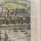 Gravure ancienne , vue du port de Newcastle début XX siècle