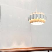 Mid-century white metal Swiss suspension by H. Zender for Temde.