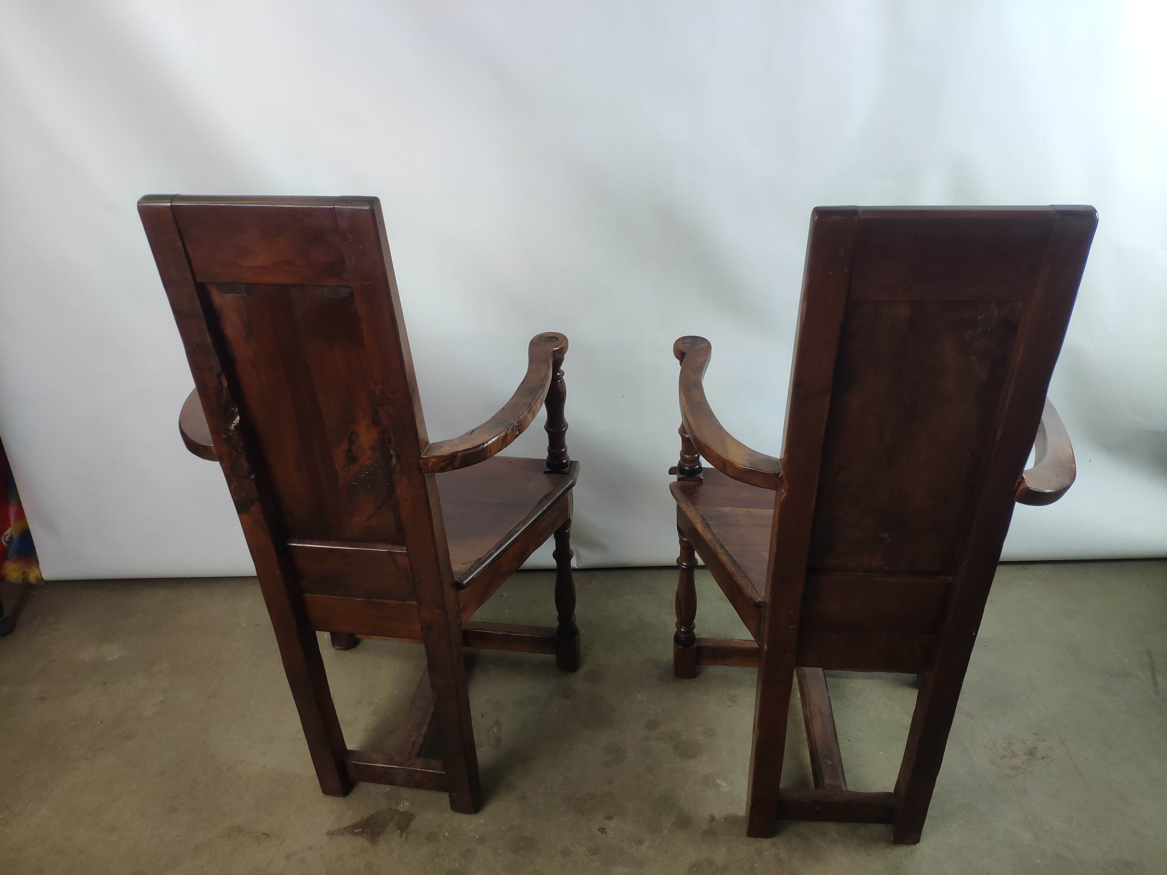 Renaissance moulded walnut chairs