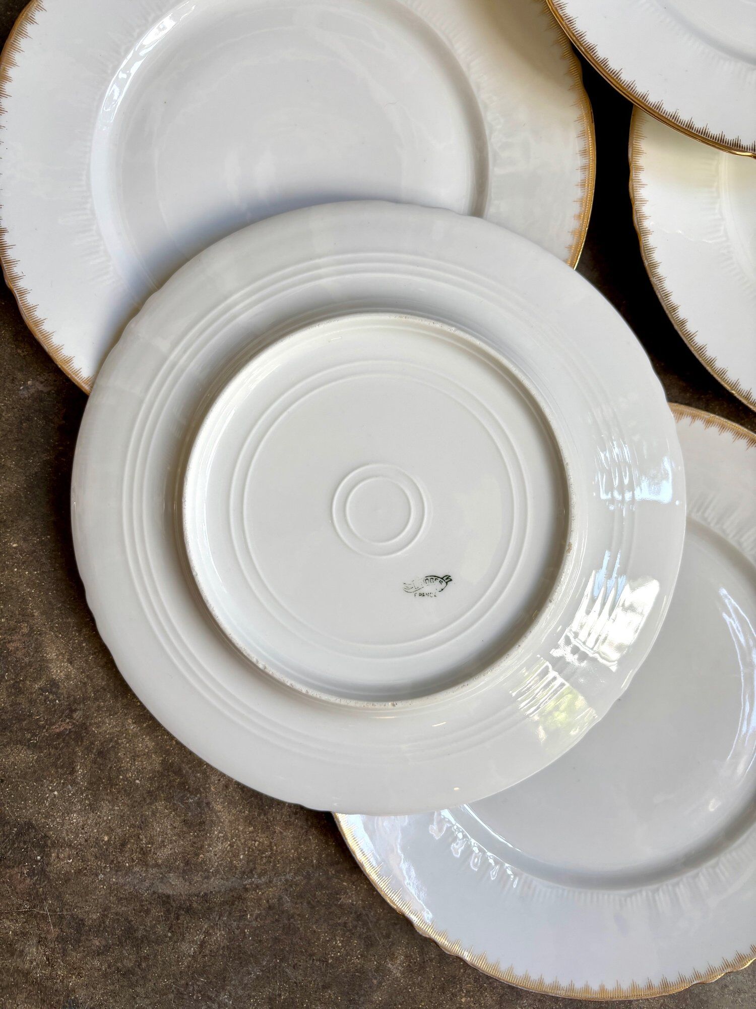 6 gold Limoges porcelain dessert plates