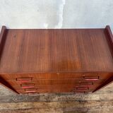 Commode vintage pieds compas poignées scoubidou