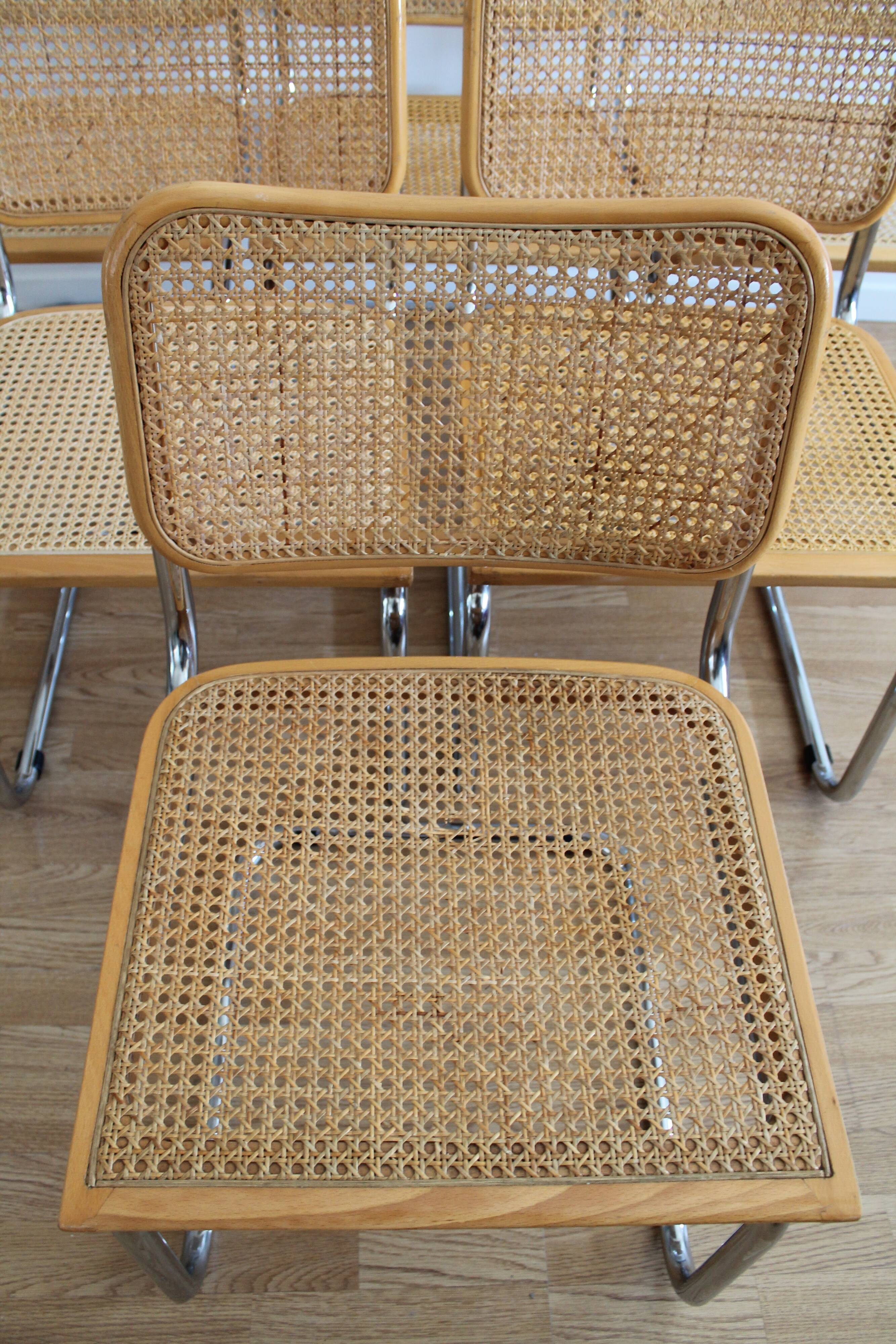 Lot de 6 chaises Cesca B32 par Marcel Breuer