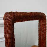 Vintage 1960s rattan mirror