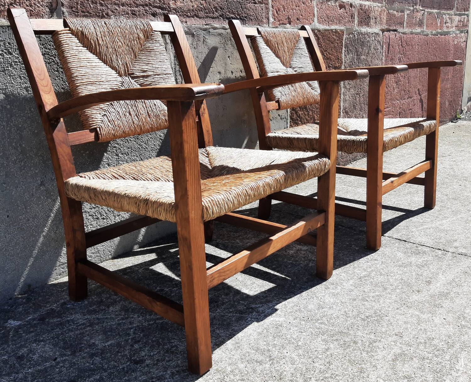Paire de fauteuils paille (Josep Torres Clavé, 1936)