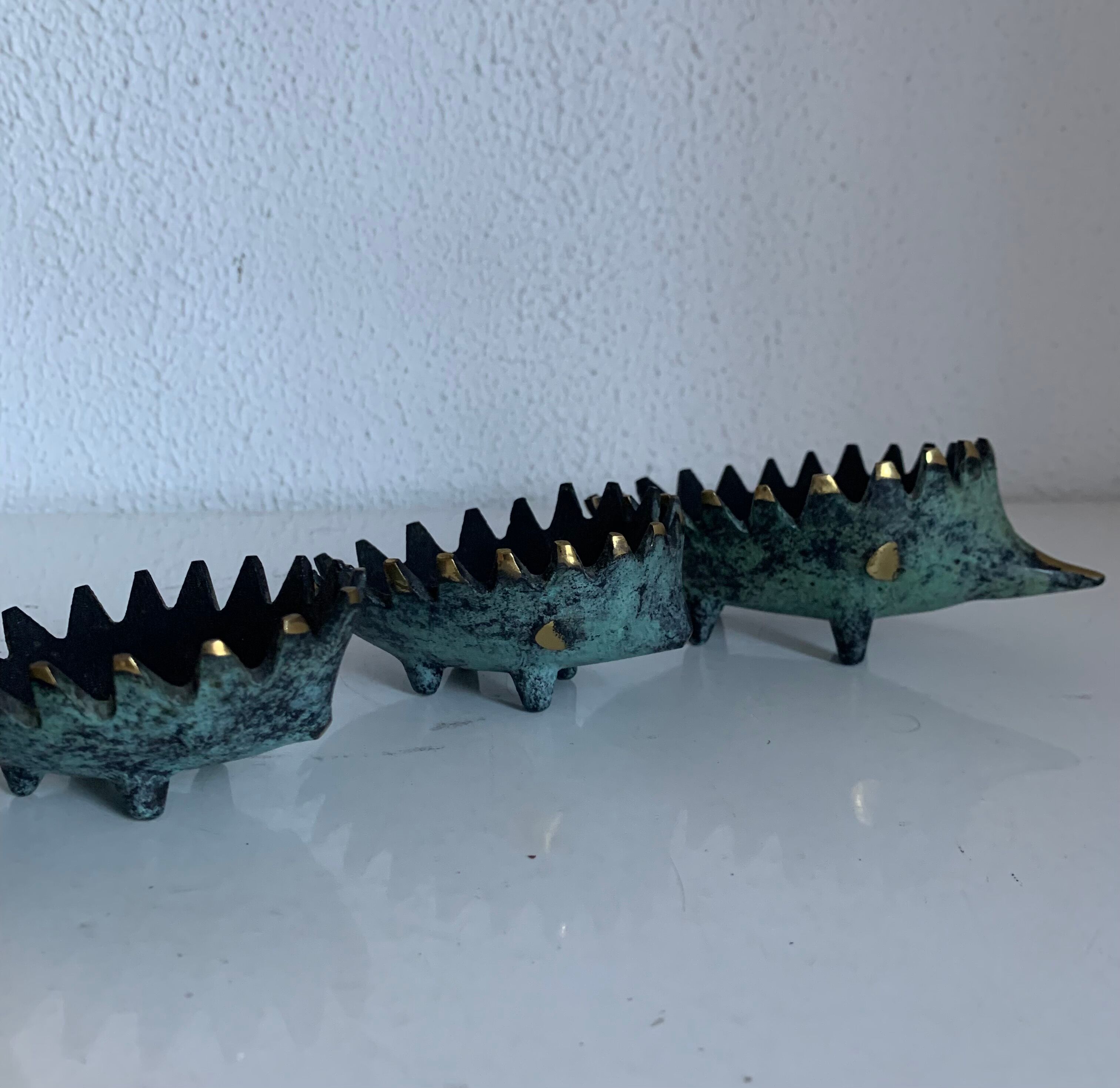 Vintage ashtrays 1950 hedgehogs by Walter Bosse for Hertha Baller