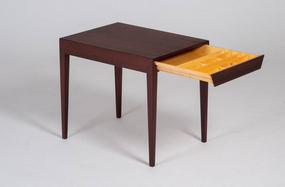 Side Table with Drawer in Rosewood by Severin Hansen for Haslev Møbelsnedkeri, 1950s