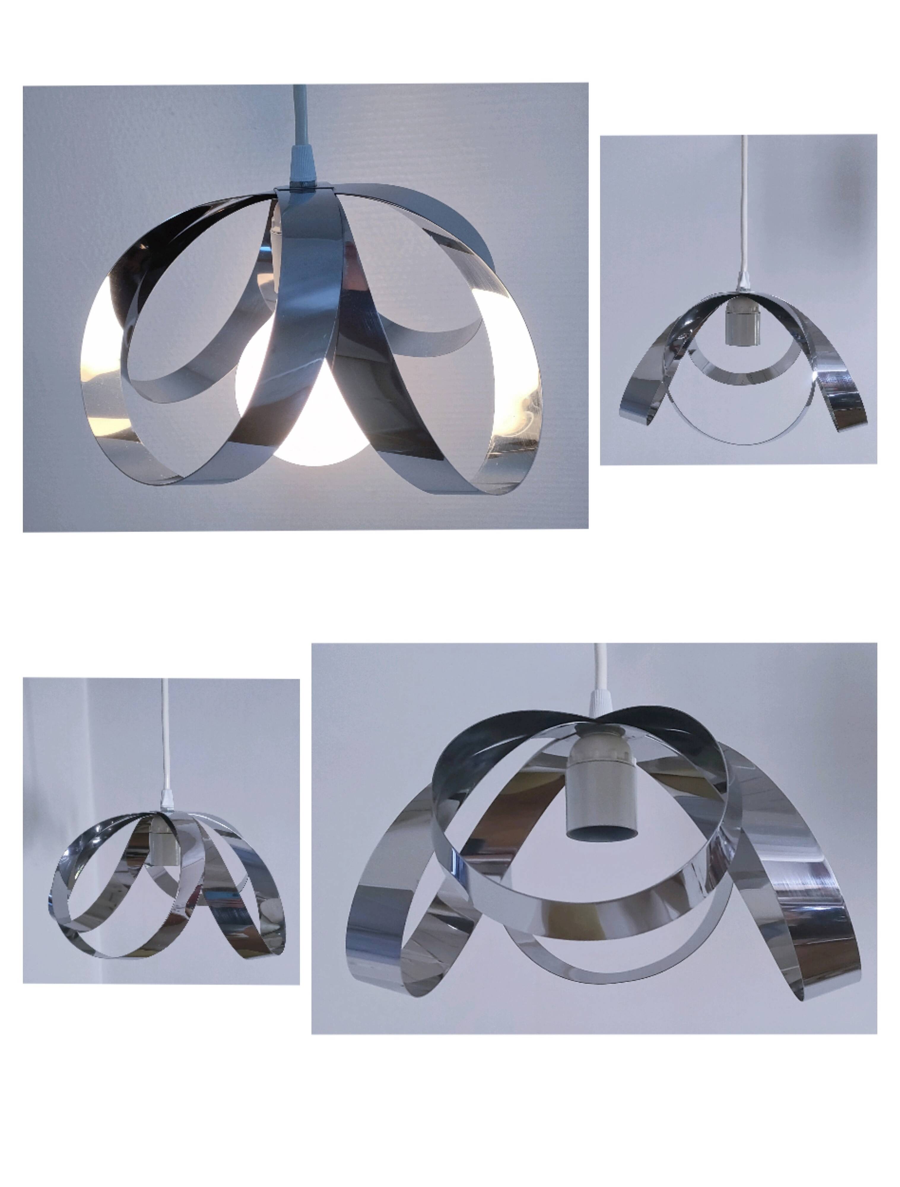 Suspension fleur inox années 70