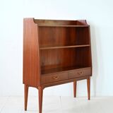 Bibliothèque scandinave en acajou avec tiroirs