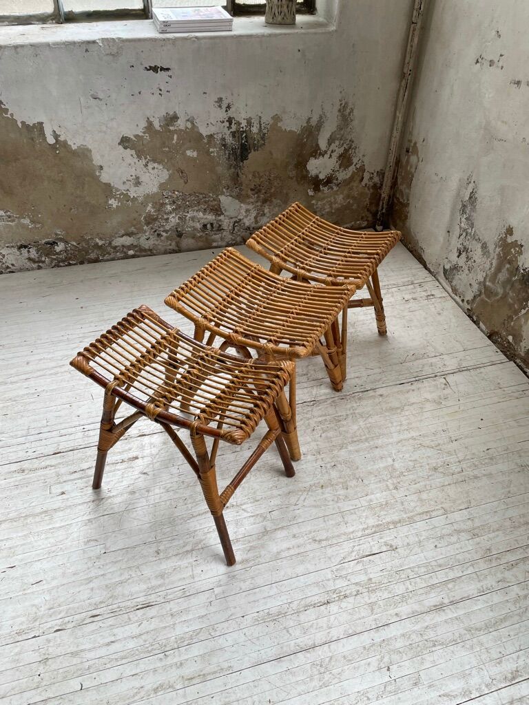 Set 3 rattan stools