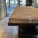 Industrial style creator table in bricks and metal on wheels.