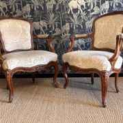 Pair of Louis XV armchairs stamped Nogaret in Lyon, 18th century