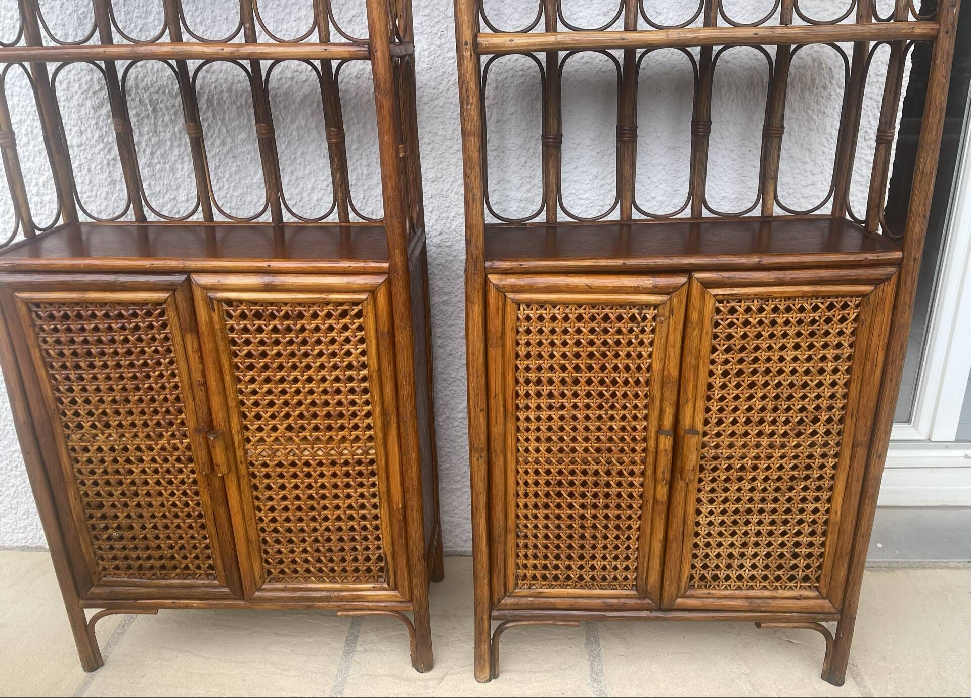 Vintage rattan libraries