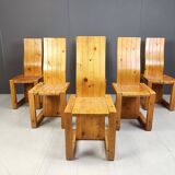 Chaises de salle à manger vintage en bois de pin finlandais, années 1970