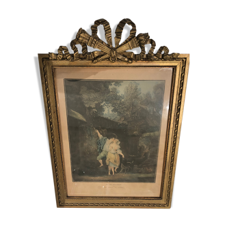 Old louis XVI style frame engraving climbing