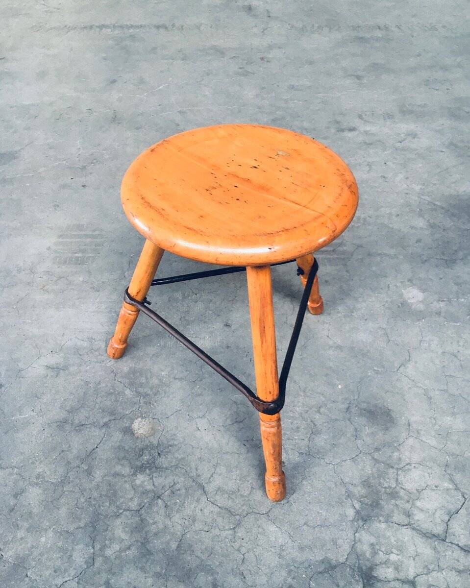 Industrial Low Tripod Stools, Belgium, 1950s, Set of 3