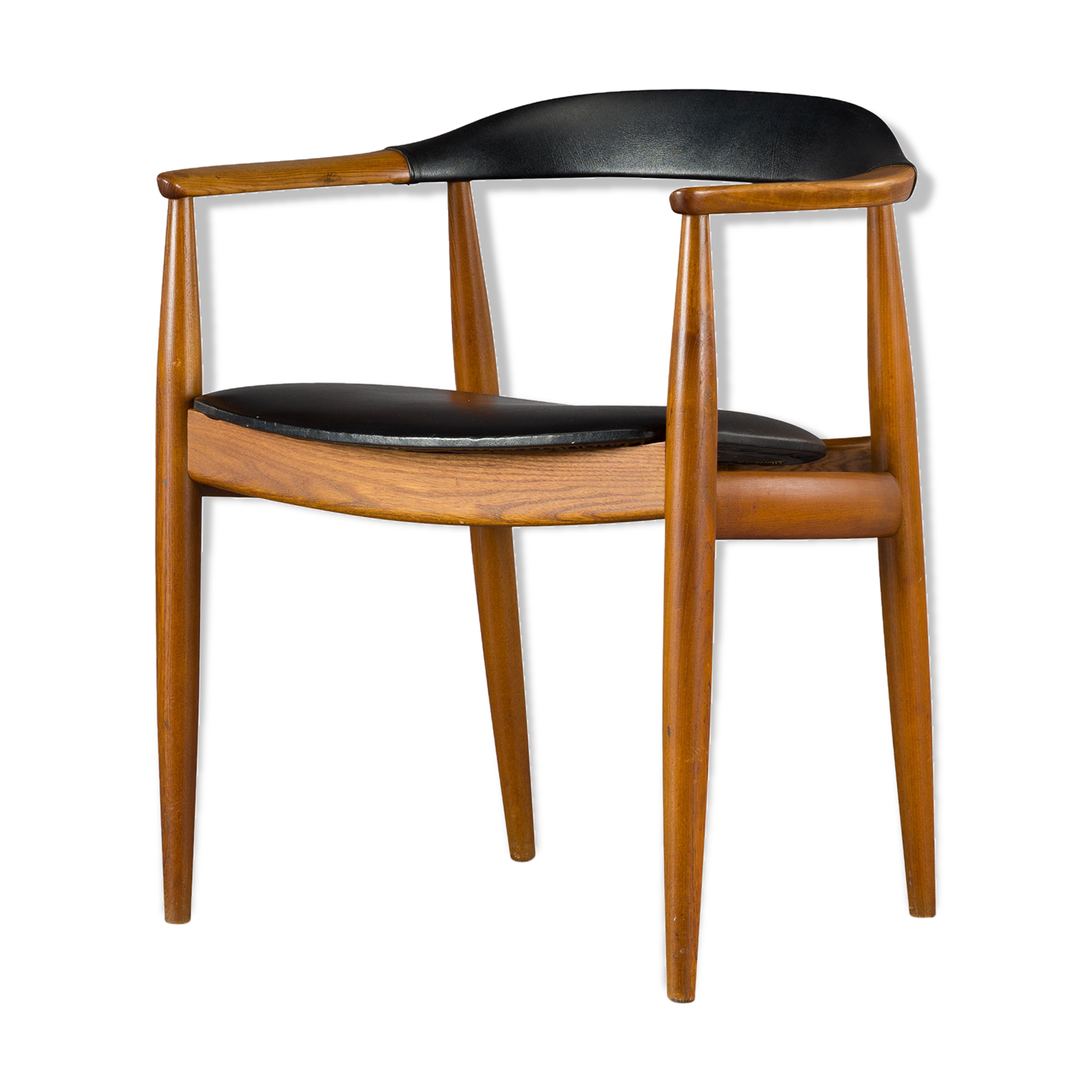 Danish elm & leather armchair by Illum Wikkelsø for Niels Eilersen, 1950s