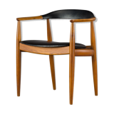 Danish elm & leather armchair by Illum Wikkelsø for Niels Eilersen, 1950s