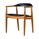 Fauteuil en orme & en cuir par Illum Wikkelsø pour Niels Eilersen, années 1950