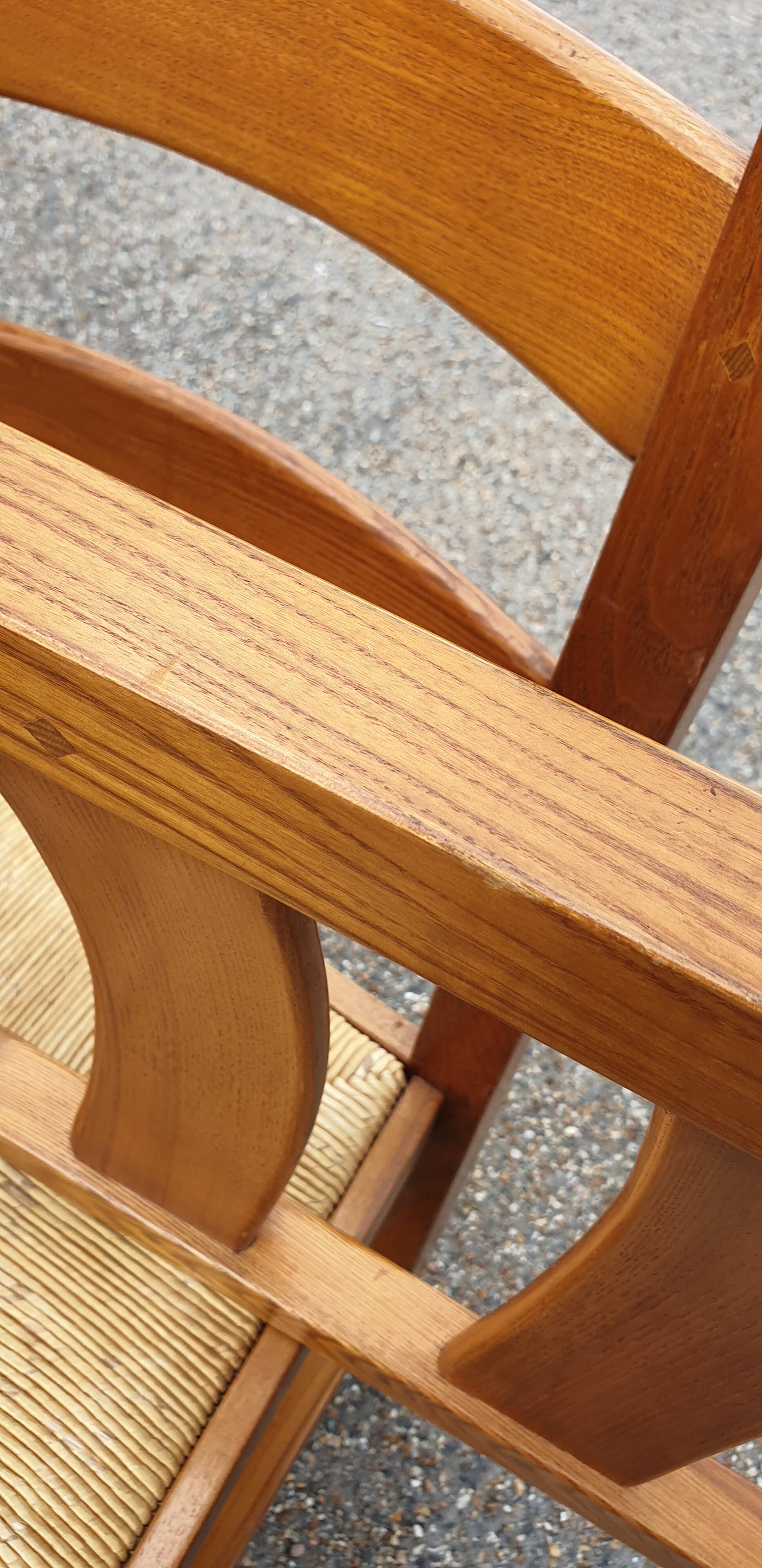 4 solid oak straw chairs