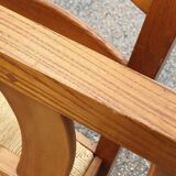 4 solid oak straw chairs